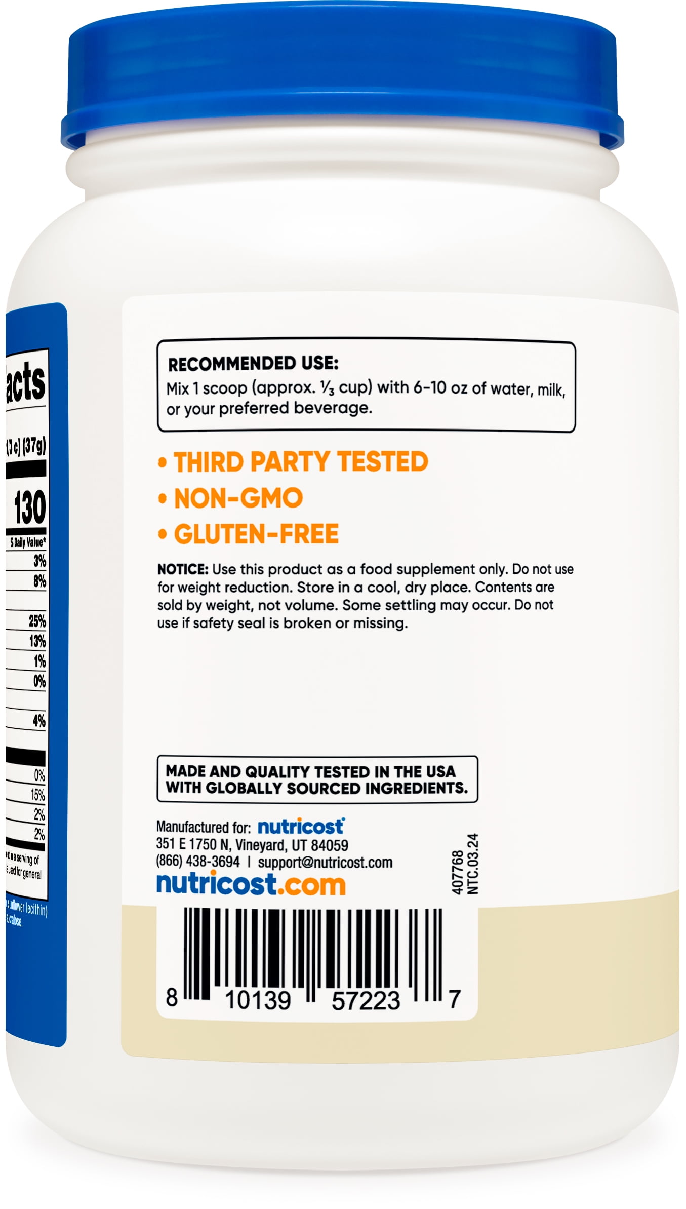 Nutricost Whey Protein Concentrate (1.5 Pounds, Vanilla) - 25 Grams of Protein Powder per Serving