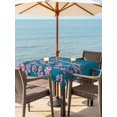 thumbnail image 3 of Outdoor Tablecloth with Umbrella Hole for Patio/Picnic/Party/Camping, Spring Floral Waterproof Table Cloth Square Cover Washable, Watercolor Pink Cherry Blossom Branches Blue (54"x 54"), 3 of 8