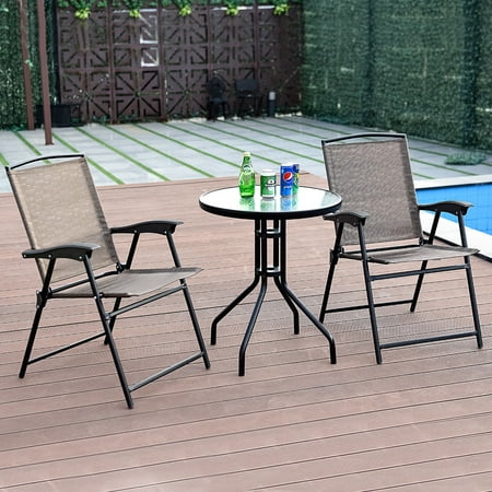 3pc Bistro Patio Garden Furniture Set 2, Folding Garden Chairs And Table Set