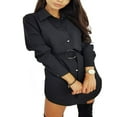 thumbnail image 1 of Women Long Sleeve Button Down Blouse Top Mini Work Dress with Belt, 1 of 6