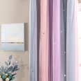 thumbnail image 3 of Cortina XiDi Rainbow Gris/Rosa con forma de estrellas opacas de doble capa, 3 of 8