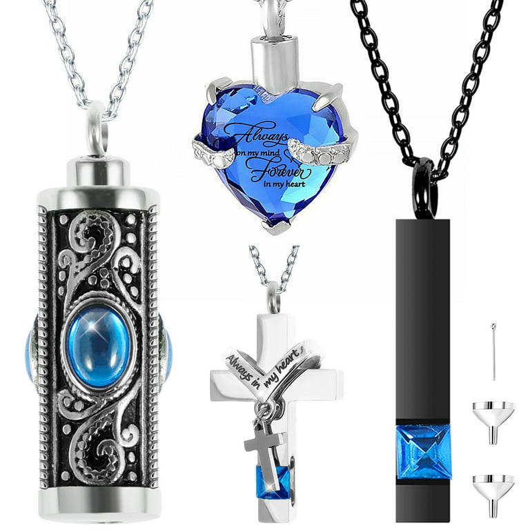 4Pcs Urn Necklace Set Stainless Steel Cremation Jewelry 4Pcs Urn Necklace Set Stainless Steel Cremation Jewelry