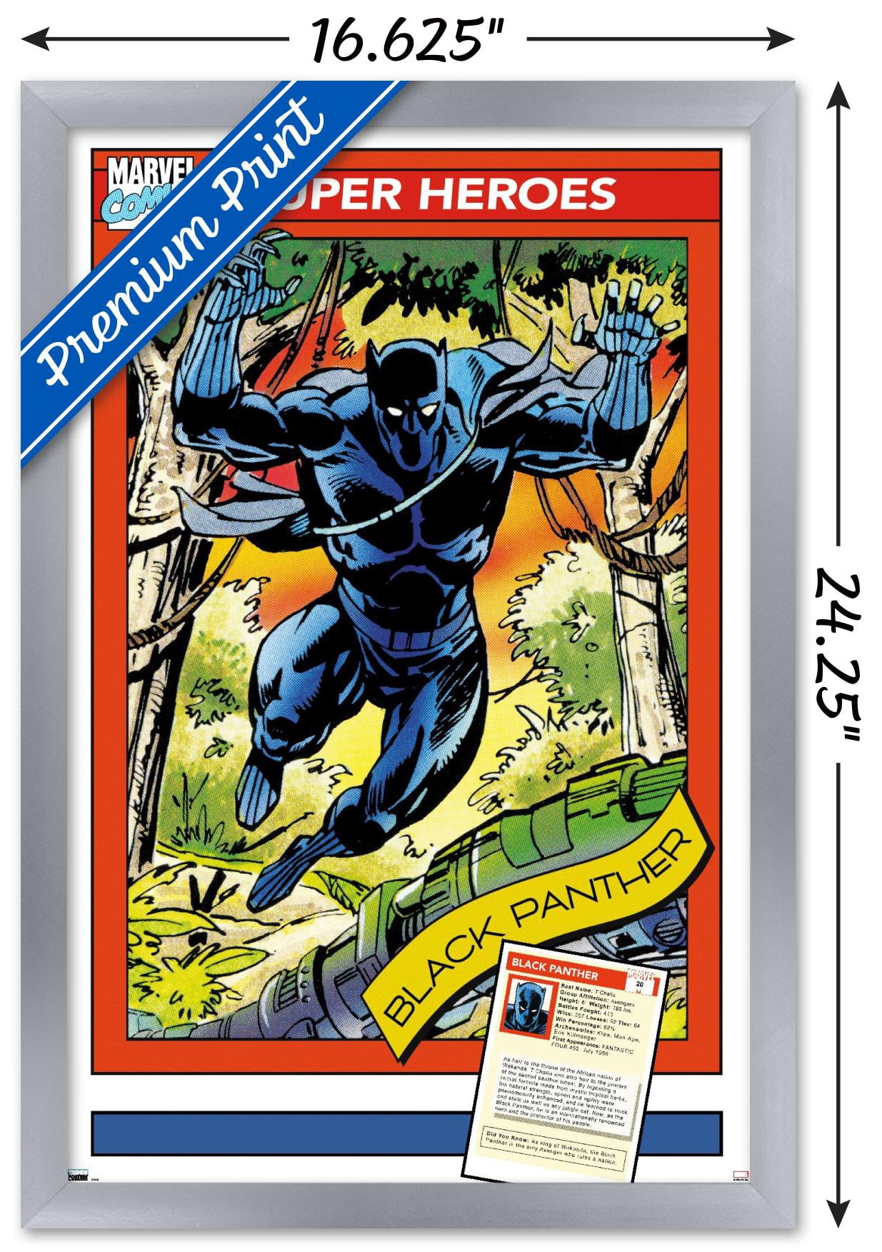 Marvel Trading Cards - Black Panther Wall Poster, 14.725" x 22.375" Framed
