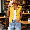 thumbnail image 5 of Admvng Womens Collared Denim Sleeveless Vest Plus Size Button Down Chest Pocket Cropped Colored Jean Casual Layering Gilet, 5 of 8