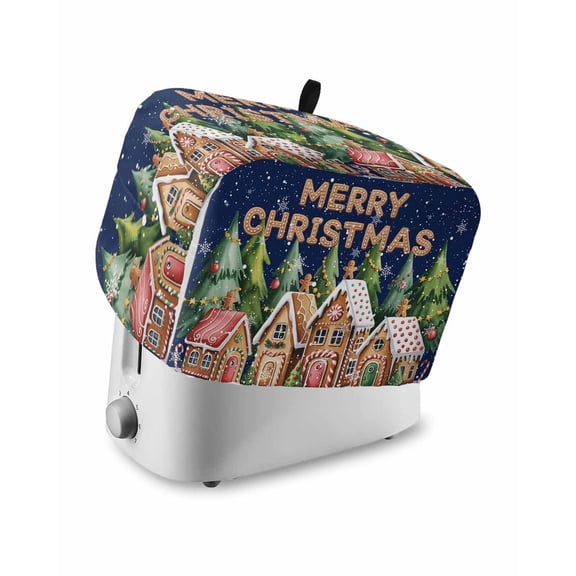 Fsddascl Christmas Tree Small Toaster Cover 2 Slice, Kitchen Appliance Covers, Winter Snowflake Xmas Gingerbread Toaster Oven Cover with Loop, Bread Machine Cover Polyester Dust Cover Protection