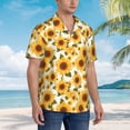 thumbnail image 5 of Daiia Yellow Polka Dot Sunflower Hawaiian Shirt for Men Gentle Cotton Regular Short Sleeve Casual-3X-Large, 5 of 9