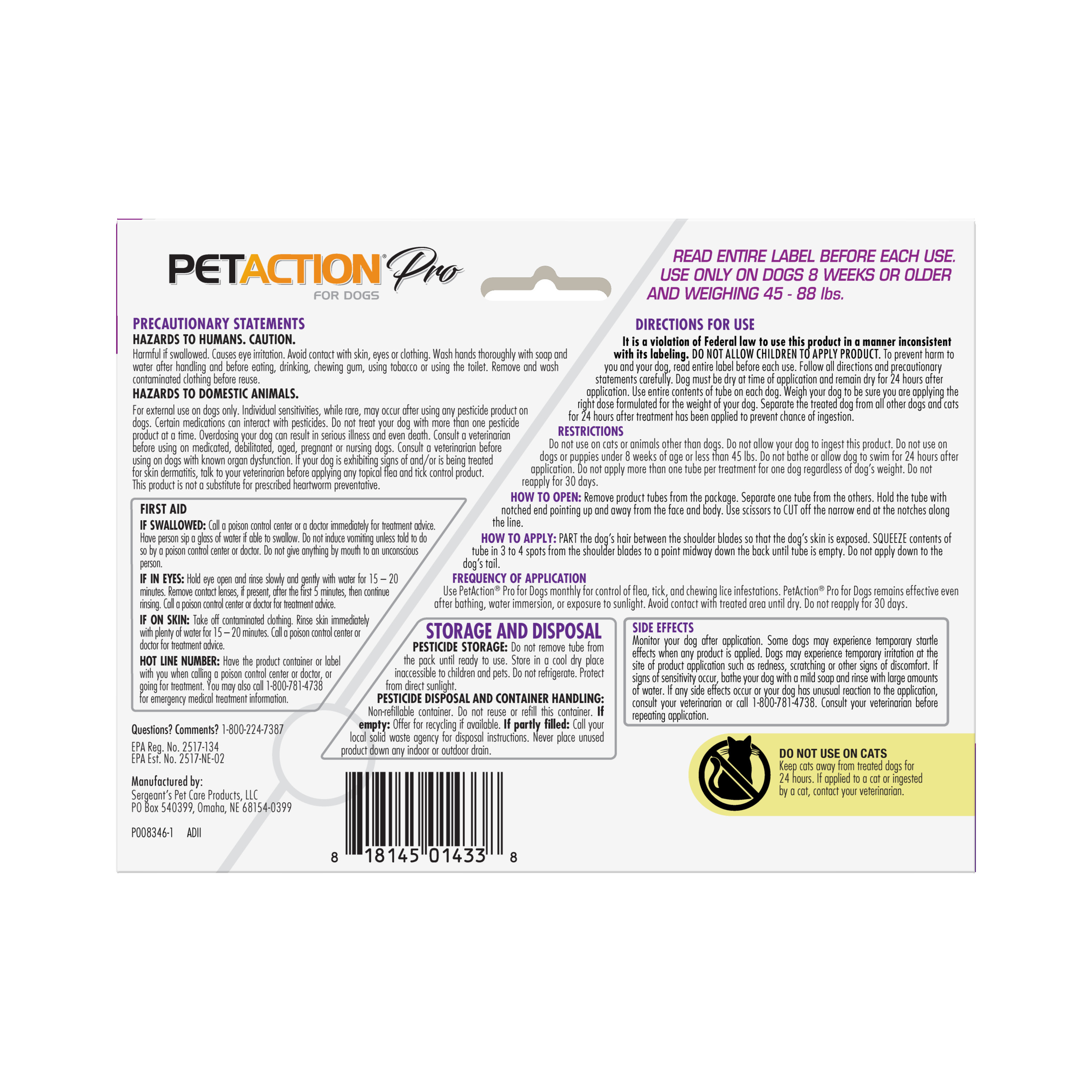 PETACTION PRO Flea & Tick Topical Treatment for Dogs 45-88 lbs, 3 Count - image 2 of 9