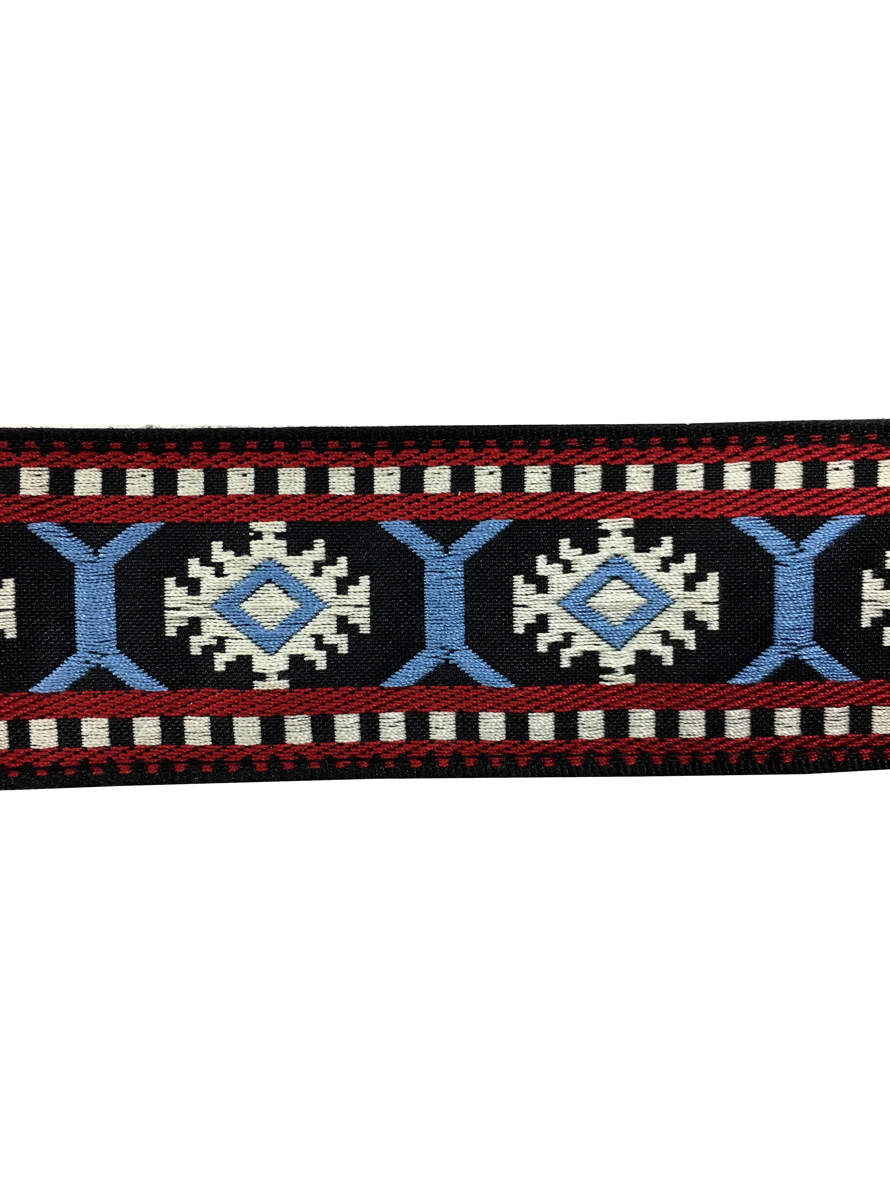 Ace Guitar Strap Vintage Style Jacquard Weave Blue Red & White
