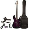Sawtooth EP Series Electric Bass Guitar with Gig Bag & Accessories, Trans Purple and Free Music Lessons