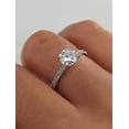 thumbnail image 3 of SOLITAIRE JEWELS 1.50 Ct Round Brilliant Moissanite Diamond Engagement Solitaire With Pave Ring 10K White Gold, 3 of 7