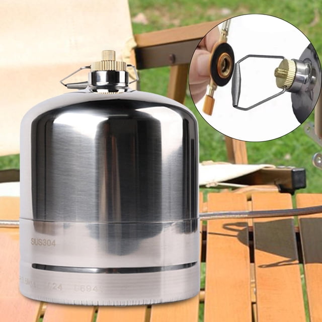 Cilindro de tanque de Gas, contenedor de combustible de Gas vacío recargable, práctico tanque de Gas de Camping de cobre de acero inoxidable para barb 3L