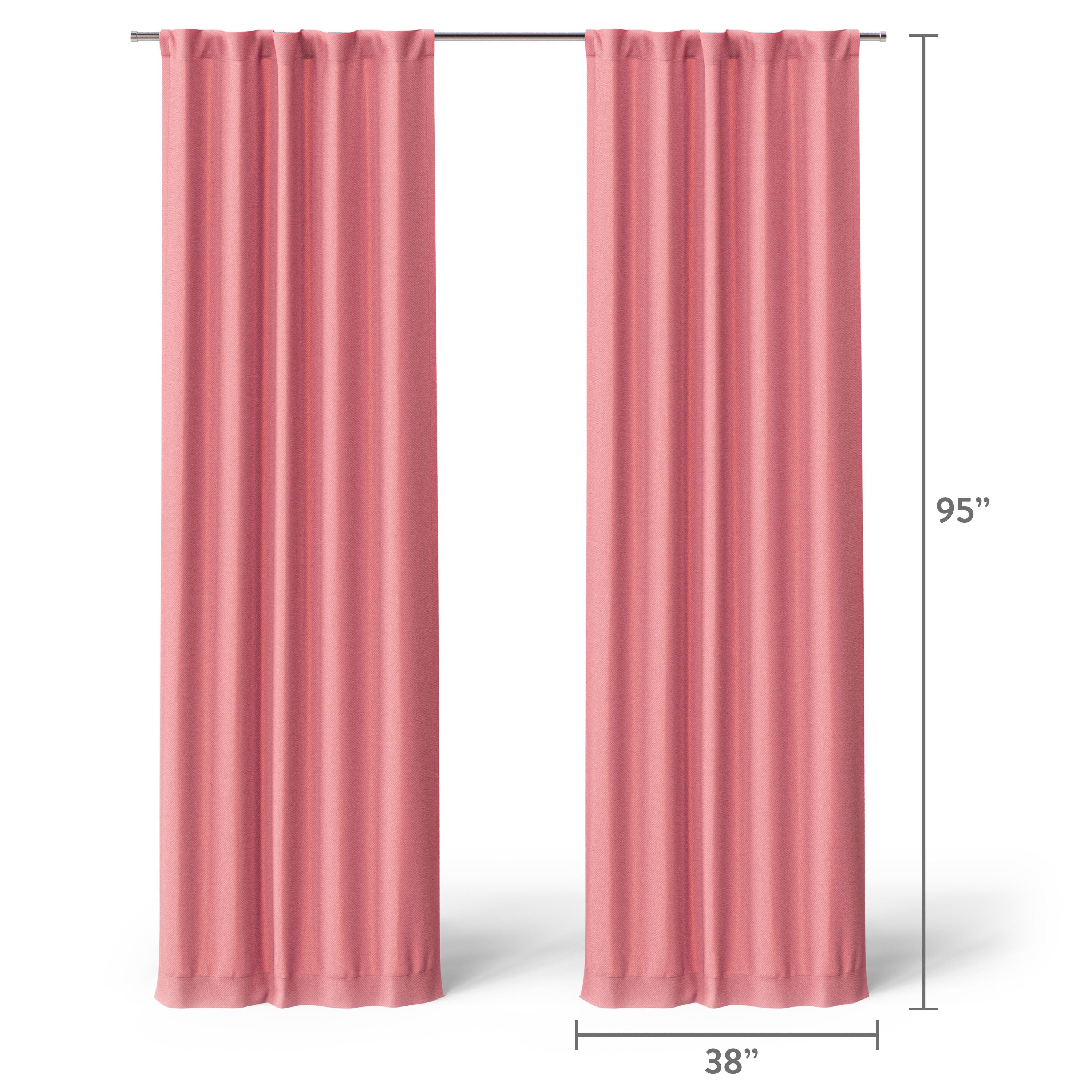 Mainstays Kids Pink Solid Blackout Rod Pocket with Back Tabs Curtain Panel Pair, Set of 2, 30" W x 95" L