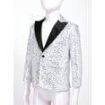 thumbnail image 3 of inhzoy Kids Boys Shiny Sequins Suit Blazer One Button Formal Tuxedo Jacket Silver 6, 3 of 9