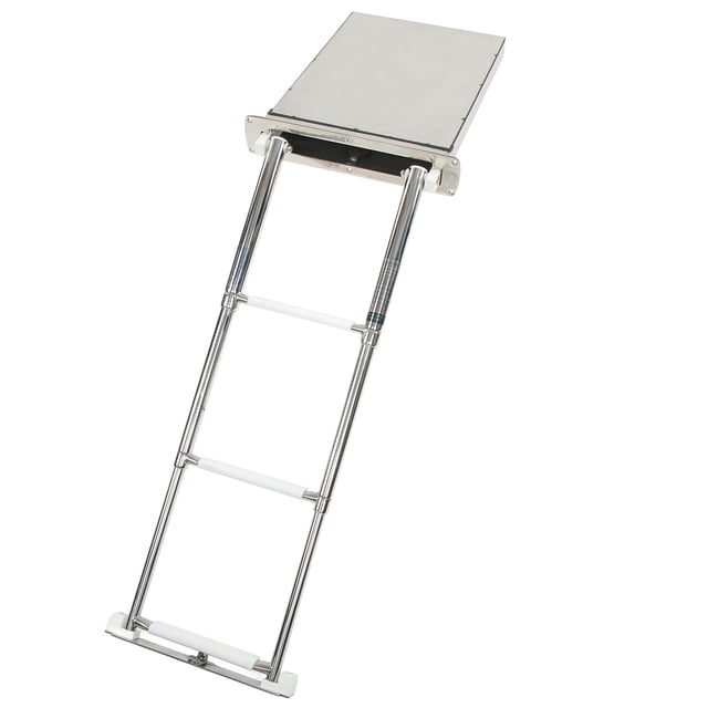 Boat Folding 3 Steps Ladder, Adjustable Non Slip Ergonomic Box Telescopic Ladder For Yatch