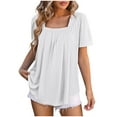 thumbnail image 1 of Yuyuzo Hauts de Sortie pour Femmes T-Shirts à Manches Courtes Col Rond T-Shirts Côtelés Extensibles Ajustés Basiques, 1 of 1
