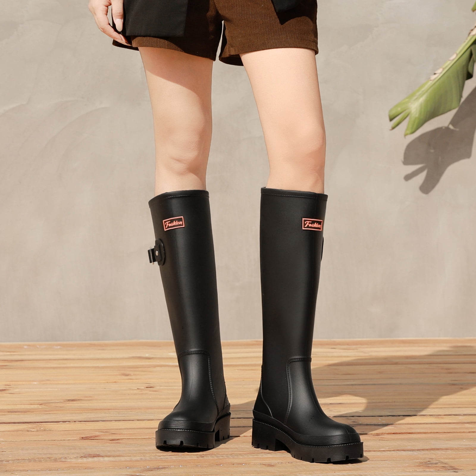 Lcamaw Rain Boots for Women, Anti-Slip Rubber Boots Waterproof Garden Muck Boots Durable Slip Resistant, Tall Water Shoes Comfort Fishing Boot Knee High Work