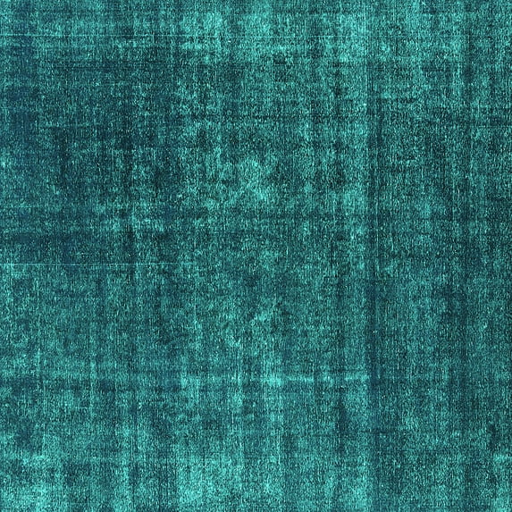 Ahgly Company Machine Washable Indoor Square Oriental Turquoise Blue Industrial Area Rugs, 8' Square