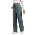 thumbnail image 5 of Lolmot Maternity Pants for Women Casual Adjustable High Waist Solid Ribbed Knit Pants Trousers Lounge Palazzo Pants, 5 of 6