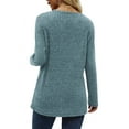 thumbnail image 5 of Fantaslook Blouses for Women Long Sleeve Crew Neck Tunic Tops Buttons Side Fall Shirts, 5 of 9