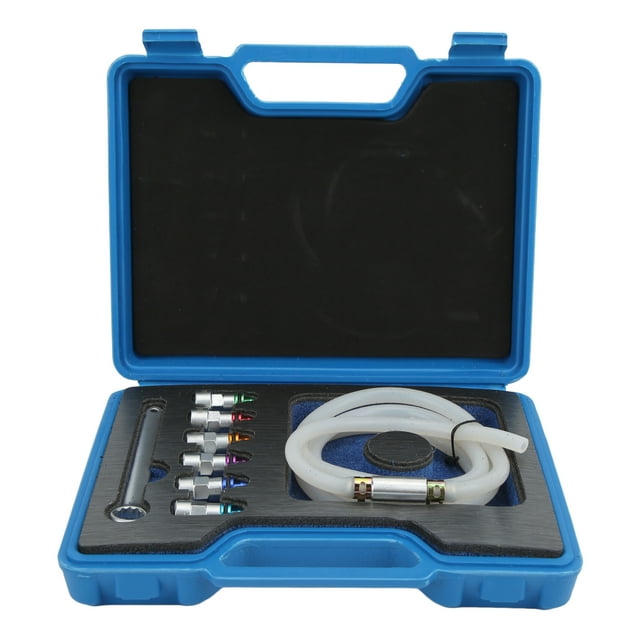 Kit de llave de purga de frenos de goma metálica de 7 a 12 mm, 6 adaptadores, 1 manguera de drenaje universal para automóvil, SUV, camioneta ligera, motocicleta Jadeshay A