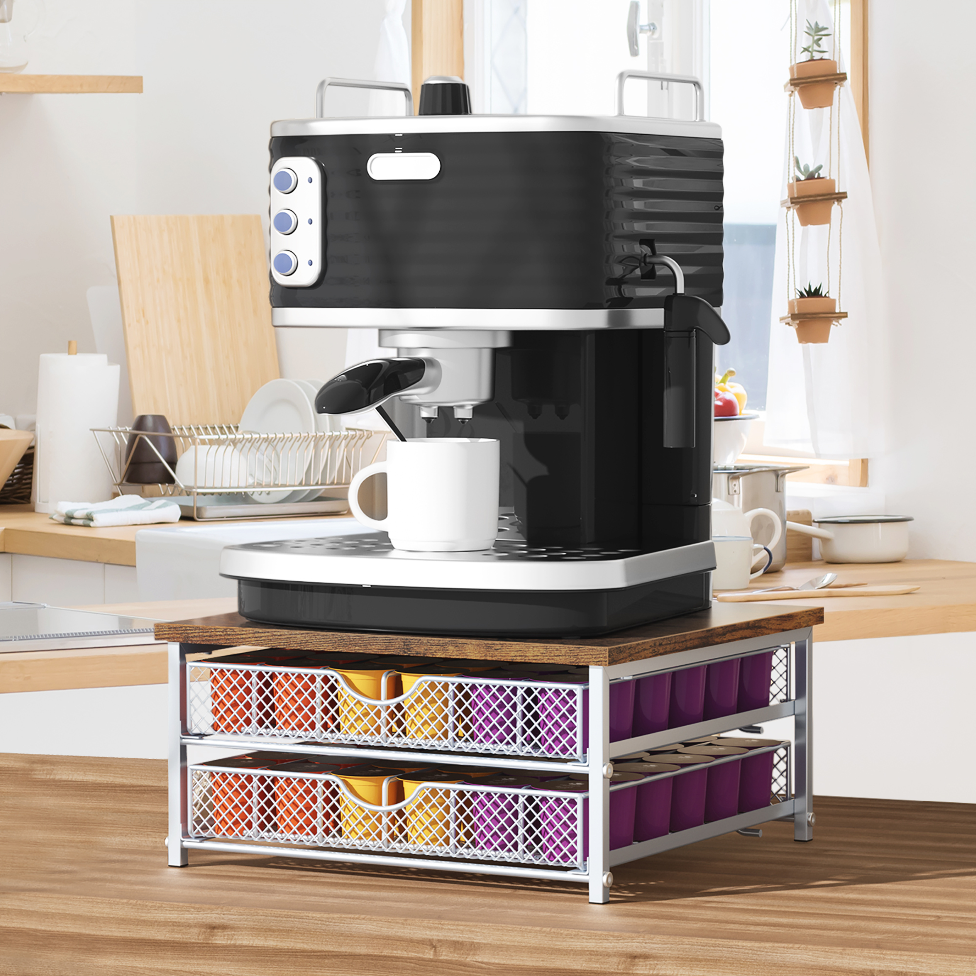 Double-Layer Coffee Capsule Holder - silver (Without Cup Rack)
