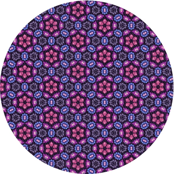 Ahgly Company Machine Washable Indoor Round Transitional Purple Area Rugs, 8' Round