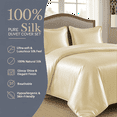 thumbnail image 4 of Amay Satin Silk Queen Duvet Cover Set (90"×90", Ivory ) – Luxurious Glossy Finish – Ideal for Master Bedrooms, Hotel-Inspired Décor – 3-Piece Set, 4 of 5