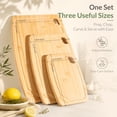 thumbnail image 5 of Astercook 4-Piece Bamboo Cutting Board Set with Holder, Natural Wood Cutting Boards with Juice Grooves and Easy-Grip Handles, Kitchen Chopping Boards for Prep and Serving, 5 of 9