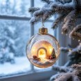 thumbnail image 6 of Lighted Christmas Ball Ornaments Clear Miniature Winter Scene Baubles with Glowing LED for Holiday Tree Decor, 6 of 7
