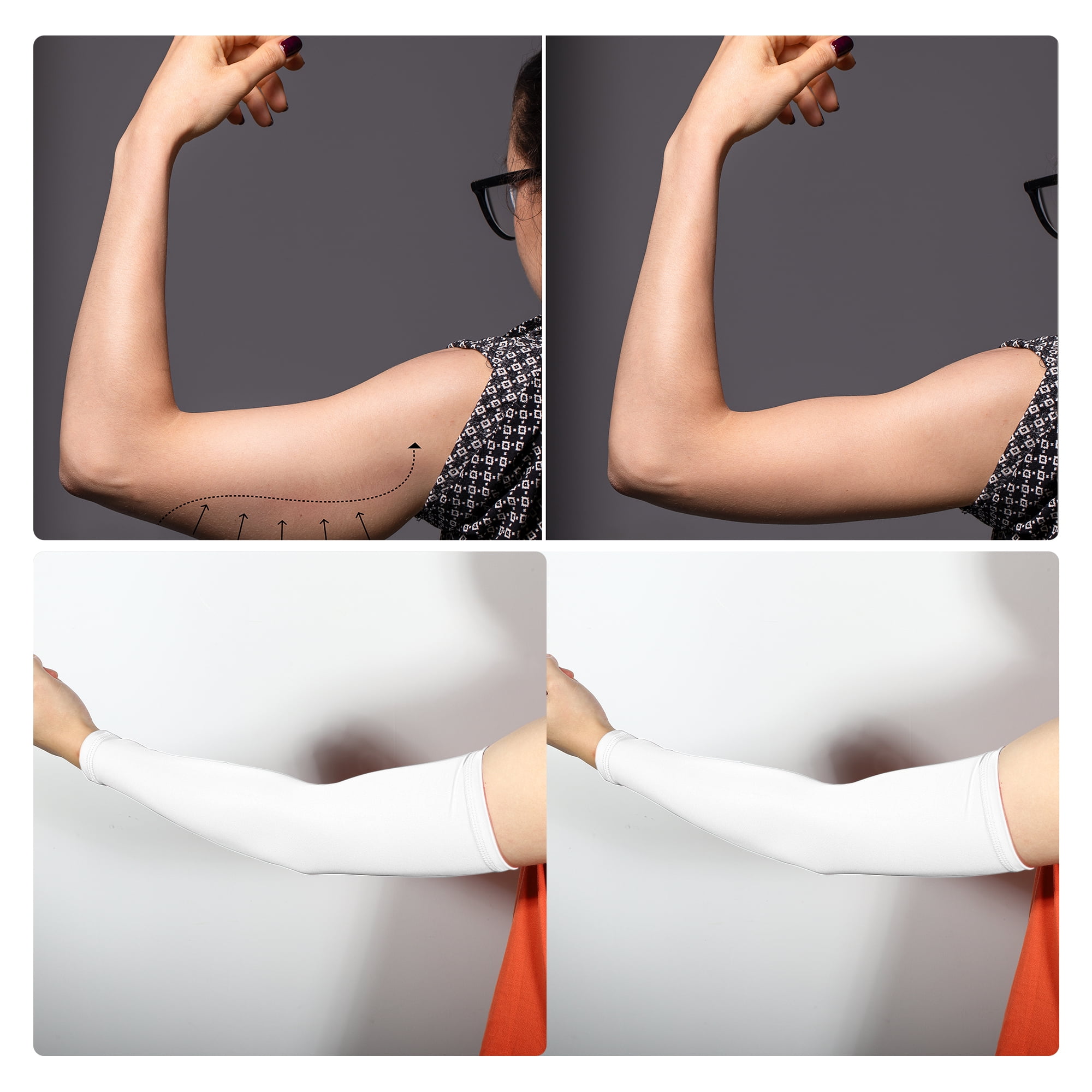 Unique Bargains 1 Pair Arm Shapers Arm Slimming Sleeves Polyester White