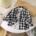 thumbnail image 3 of GYRATEDREAM Baby Boys Plaid Jacket Toddler Kids Long Sleeve Lapel Button down Pocketed Shirts Coats Shacket Cardigan Top for 13 Months-7 Years, 3 of 6