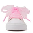 thumbnail image 3 of Little Girls Kids Sneakers Bowknot Pearl Ribbon Canvas Shoes Pink Classic Sparkle Low Top Lace Up Glimmer Glitter Lightweight Size 9, 3 of 6