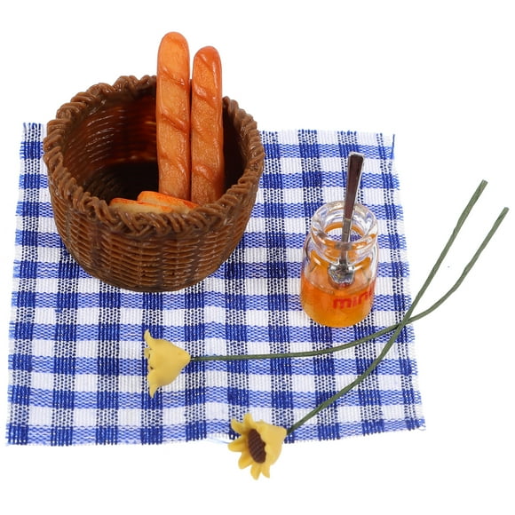 1 Set of Miniature Bread Model Kit Mini Bread Basket Miniature Bread Basket Model Doll House Bread Basket