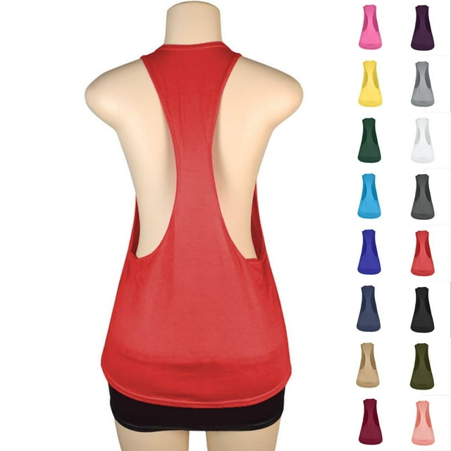 CFLVAEK Racerback Tank Tops for Women Athletic Crewneck Tank Top Loose Fit Sleeveless Running Tennis Workout Shirts Solid Color Going Out Outfits Red S