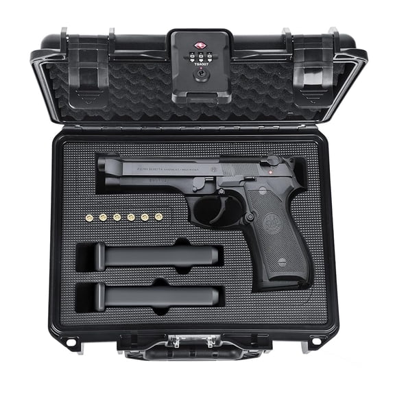 Kinghardcase TSA Approved Firearm Travel Case for Beretta 92FS/M9/92A1/96A1, Waterproof Lockable Gun Cases for Handguns, Hard Pistol Case for 9mm Beretta Gun Storage & Transport