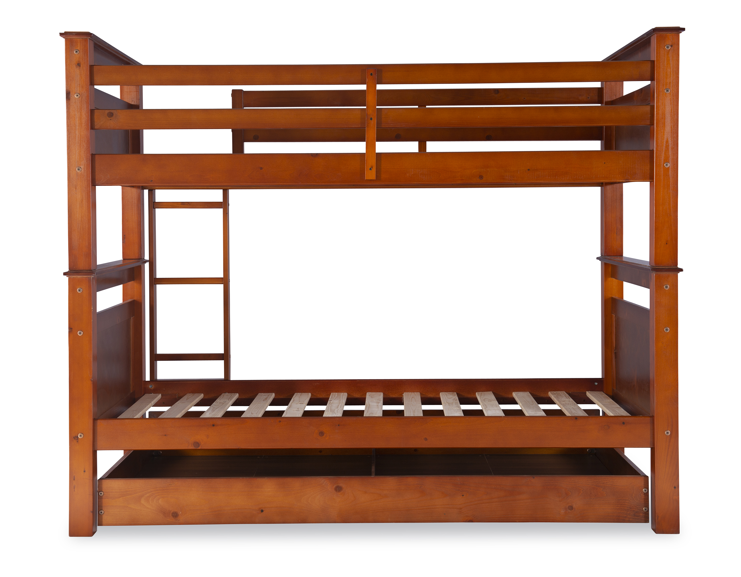 Linon Lemley Pine Bunk Bed Storage, Twin-Over-Twin, Walnut