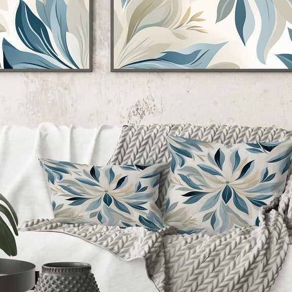 Designart "Patterns Of Tranquility II" Floral Printed Throw Pillow