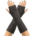 thumbnail image 1 of Guantes de lana de punto con rombos para mujer, cálidos y versátiles, con mangas de medio dedo y mangas extendidas sin dedos para invierno., 1 of 6