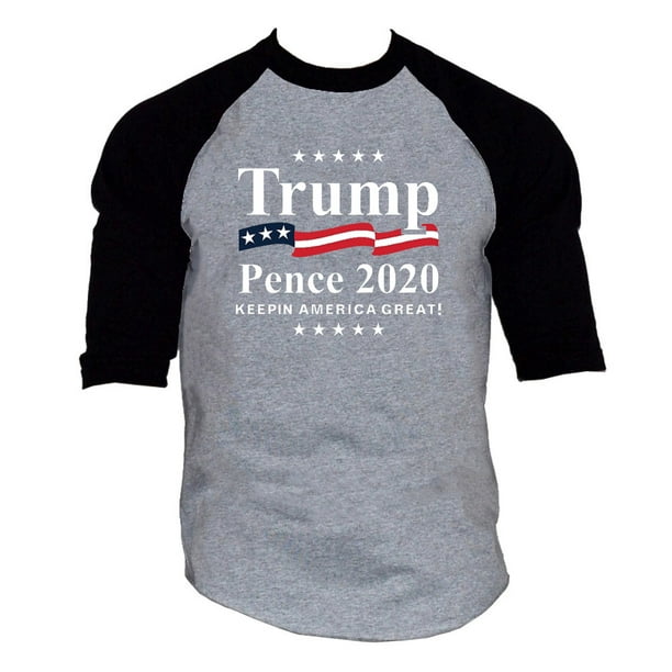 Men S Trump Pence 2020 Flag Gray Black Raglan Baseball T Shirt 3x Large Gray Black Walmart Com Walmart Com
