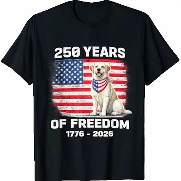250 Years America Anniversary Labrador Retriever T-Shirt, Unisex Cotton T-Shirt, Sizes S-5XL