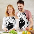 thumbnail image 3 of Black and White Halloween Doodle Apron-Garden Aprons for Women with Pockets-Cotton Linen Waterproof Kitchen Cooking Gardening Aprons Adjustable for Kitchen,Cooking,BBQ and Salon 32"x27", 3 of 7