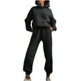 thumbnail image 3 of DDAPJ pyju Hoodie Sweatsuit for Women 2 Piece Casual Tracksuit Long Sleeve Hooded Sweatshirt and Sweatpants Set Solid Color Jogging Matching Suits with Pockets Clearance Sale Dark Gray XXL, 3 of 7