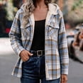 thumbnail image 2 of XUNKUSGA Jackets for Women Vintage Plaid Thickened Fleece Lined Hooded Shacket Women Casual Loose Long Sleeve Button Down Flannel Jacket Women Fall Winter Coat with Pockets, Size S, 2 of 9