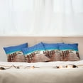 thumbnail image 3 of Ambesonne Tropical Throw Pillow Cover 4 Pack, Sandy Beach Resort, 18", Chocolate Navy Turquoise, 3 of 6