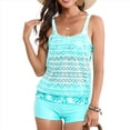 thumbnail image 1 of Traje de Baño Tankini de Dos Piezas para Mujer, con Control de Abdomen y Pantalones Cortos Tipo Blusón Azul S, 1 of 10