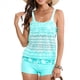 thumbnail image 1 of Traje de Baño Tankini de Dos Piezas para Mujer, con Control de Abdomen y Pantalones Cortos Tipo Blusón Azul S, 1 of 10