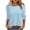 Light Blue, variant on Women’s Tops 3/4 Sleeve with Buttons Dressy Casual Summer Outfits Round Neck Beach Vacation T-Shirt Plus Size ,Black,XXL