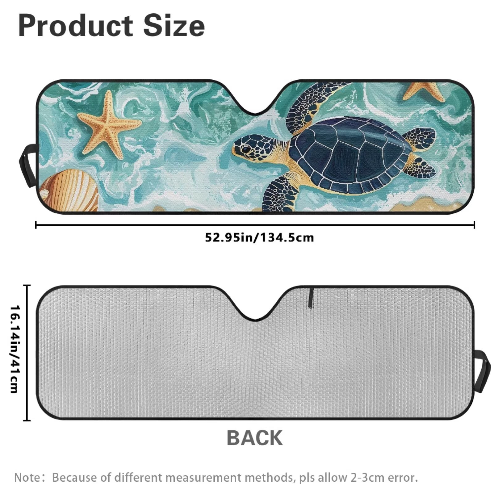 Uorisanigo Windshield Sunshade Sun Shade Car Sun Visor Mat Heat Shield for Jeep Wrangler JL JLU 2018-2024 Rubicon Sahara 2 Door & 4 Door & Gladiator JT, 1pc (Beach Turtle Starfish)