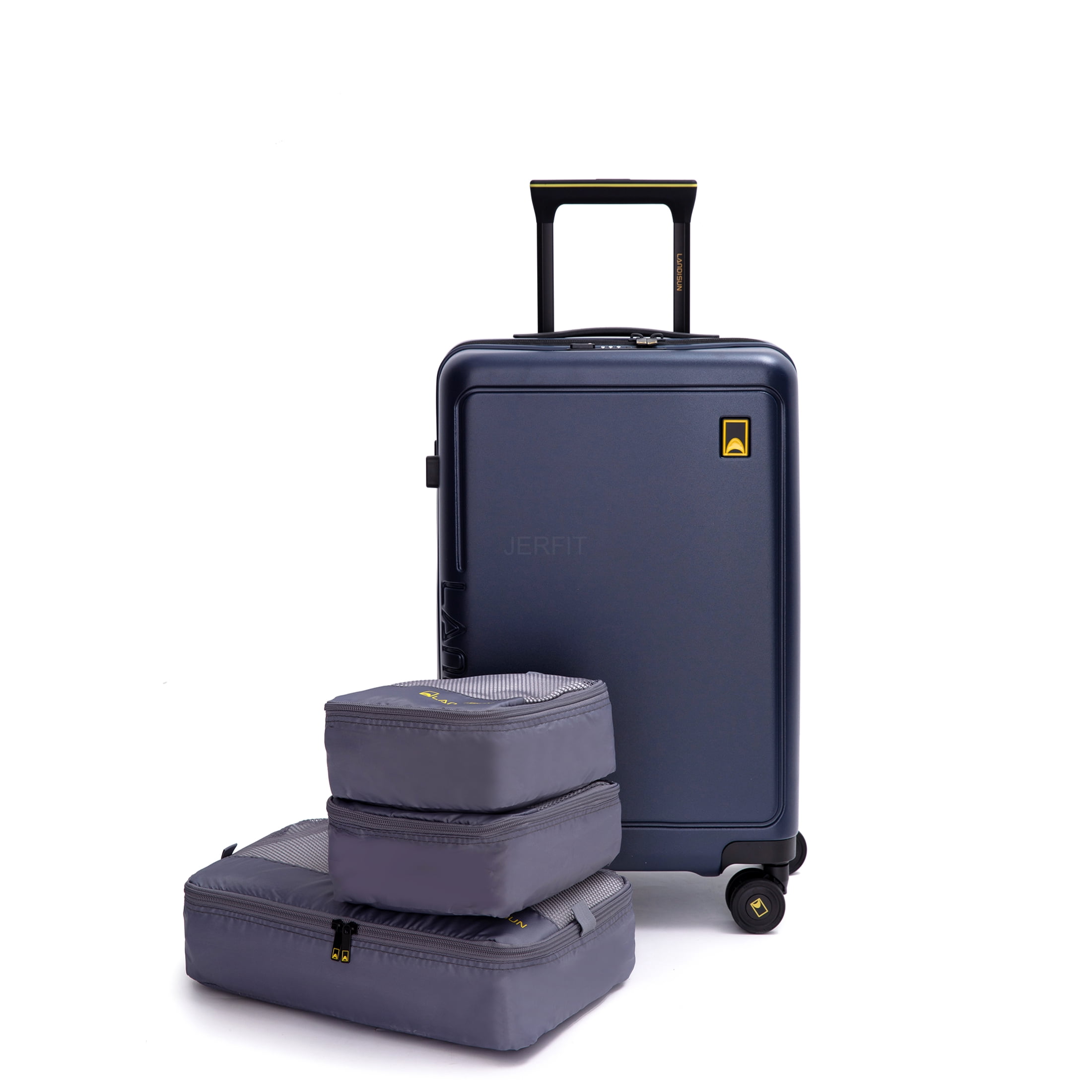JERFIT 19 Inch Carry On Luggage Hardshell Spinner Suitcase, Navy Blue ABS+PC Lightweight Check-In Approved Underseat Travel Bag with TSA Lock
