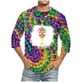 thumbnail image 1 of TIMIFIS 3/4 Chemises à Manches pour Hommes, Tops Mardi Gras Grande Taille, T-Shirts de Fête Décontractés, Imprimés de Carnaval, Blouses à Col Rond, 1 of 3